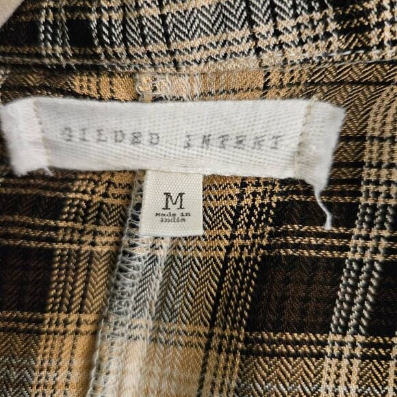 Gilded Intent plaid long cardigan coat. Size M. - Picture 4 of 6